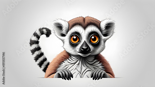 Quirky lemur logo design on white background. Generative AI