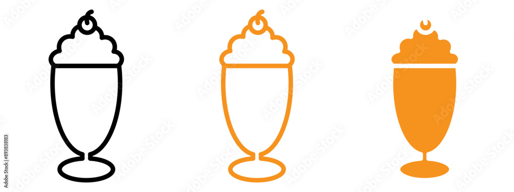 Milk Shake icon flat editable icon mark set. Milk Shake icon flat editable icon mark set.
