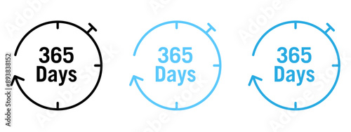 365 days icon flat editable icon mark set. 