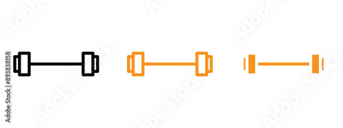 Barbell icon flat editable icon mark set. 