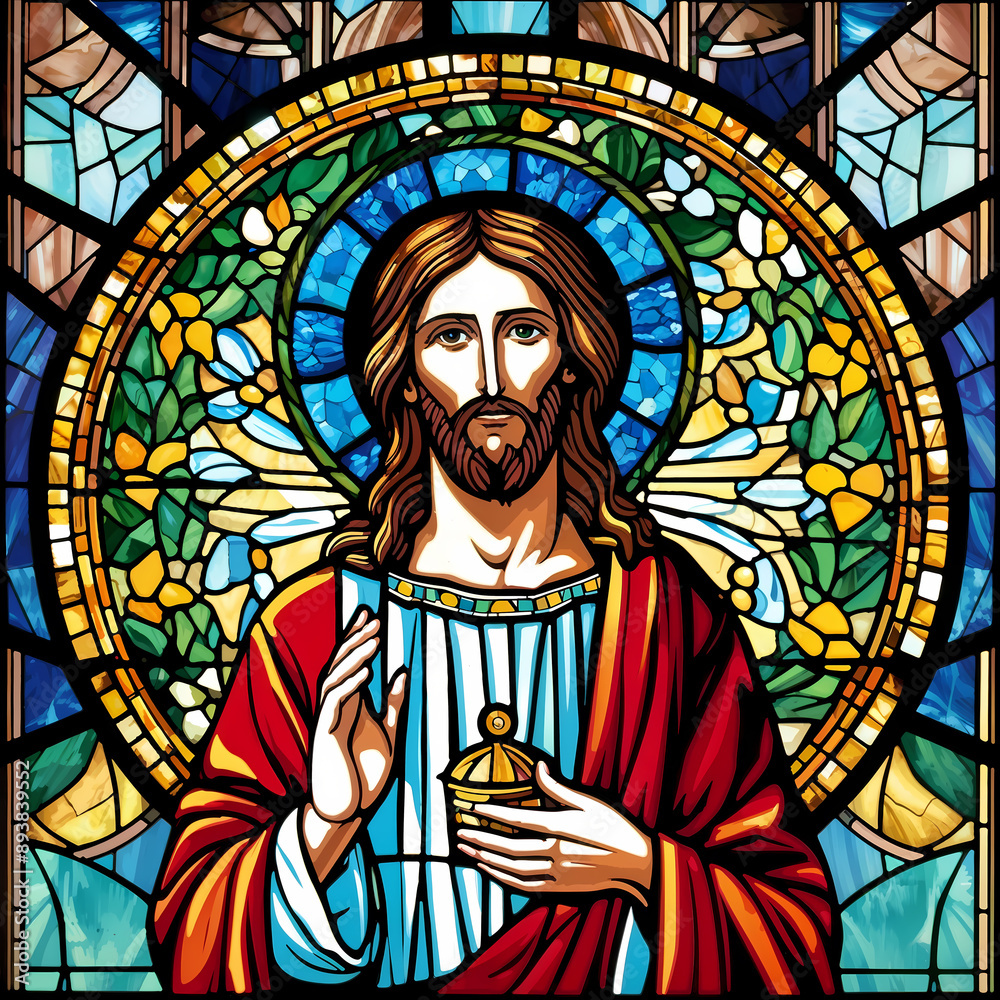 Fototapeta premium Jesus Christ in stained glass window in church