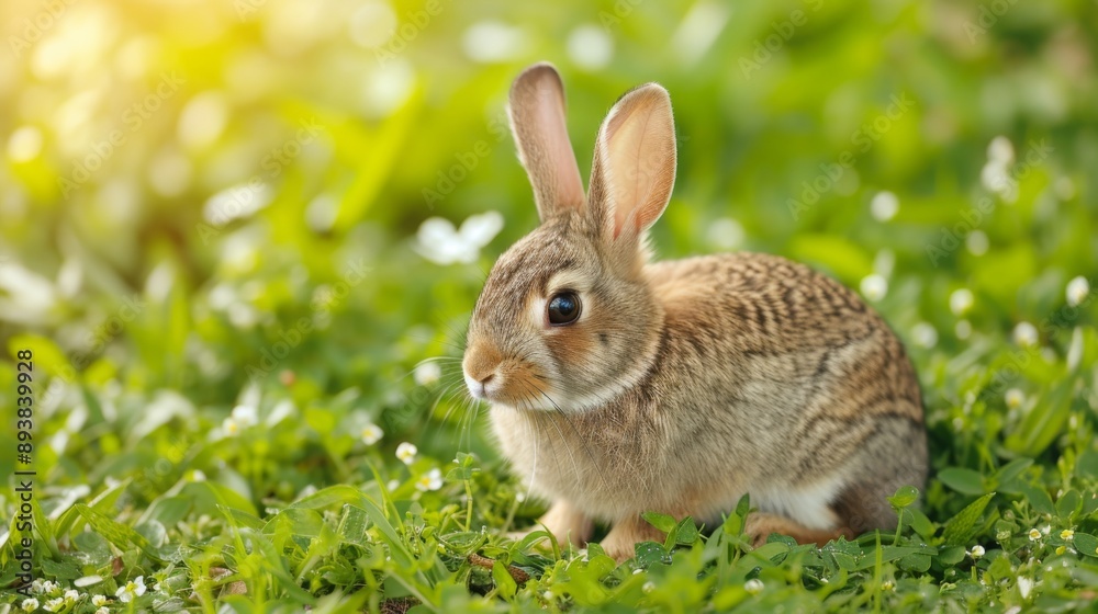 Cottontail bunny rabbit sitting in a grassy area Cottontail bunny rabbit sitting in a grassy area