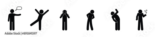 human figure icon, set of human stick silhouettes