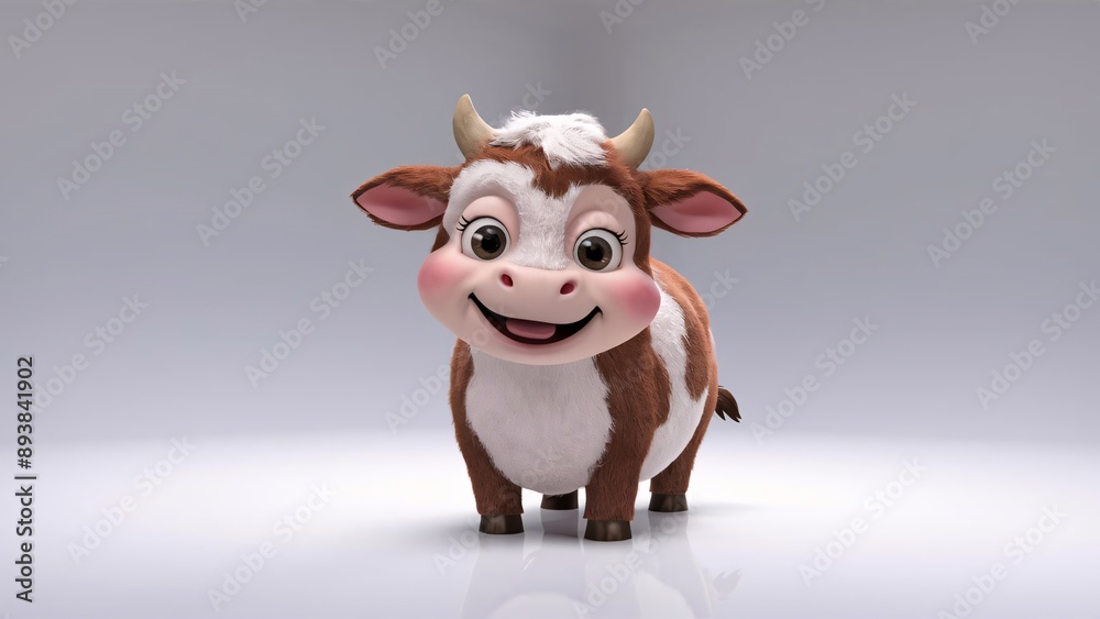 A Cute Cartoon Cow 3d Character illustration on plain background, funny cow character 3d rendering. A Cute Cartoon Cow 3d Character illustration on plain background, funny cow character 3d rendering.