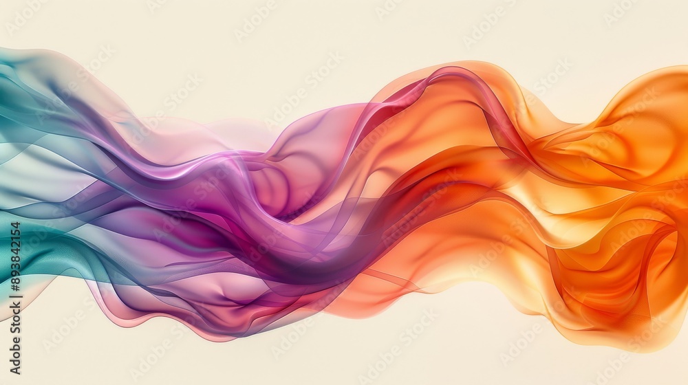 Abstract Flowing Waves of Vibrant Colors on a Soft Beige Background Abstract Flowing Waves of Vibrant Colors on a Soft Beige Background