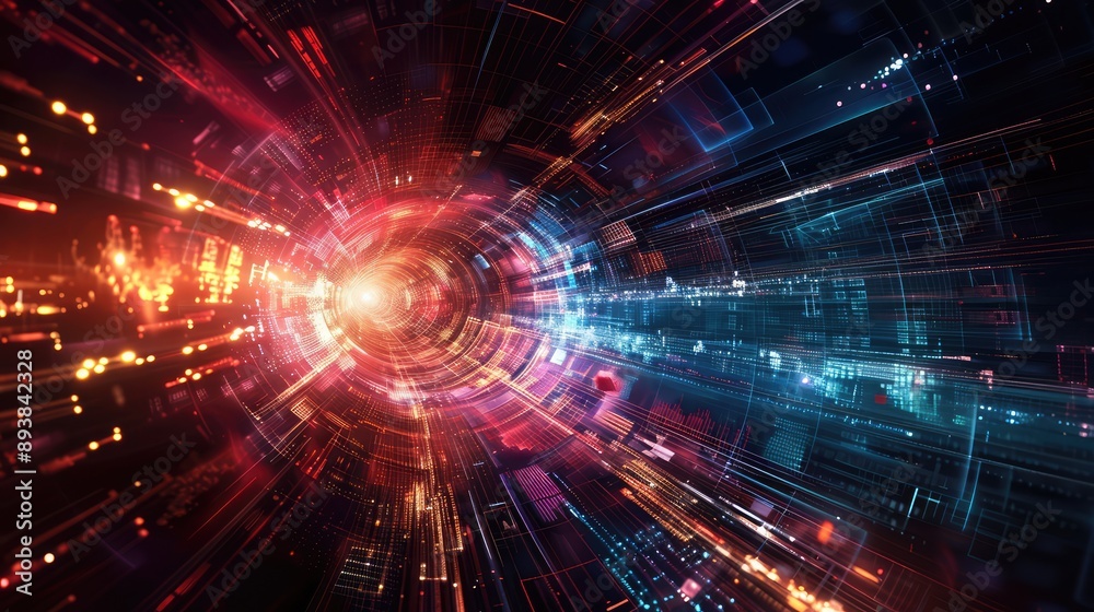 Obraz premium Digital transformation, internet network technology, big data, futuristic technology background