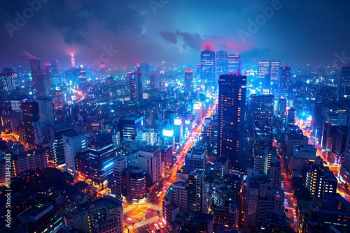 Vibrant Night Lights: An Electrifying Modern City Awash in Neon and LEDs