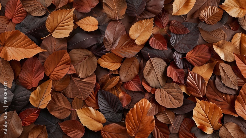 Fall leaves in abstract patterns with rich earthy tones, creating a warm background