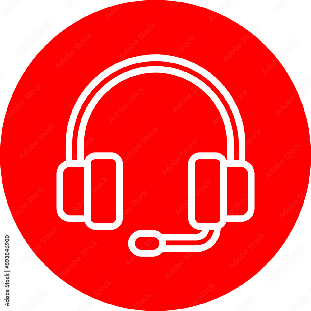 Headphone Vector Line White Circle Red