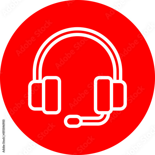 Headphone Vector Line White Circle Red