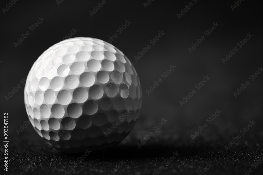A studio close-up photo white golf ball against a black background with shadows and soft highlights. Space for copy. Golf and leisure concept. A studio close-up photo white golf ball against a black background with shadows and soft highlights. Space for copy. Golf and leisure concept.