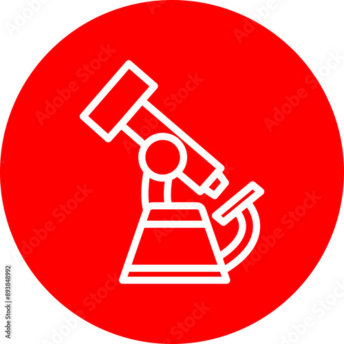 Microscope Vector Line White Circle Red