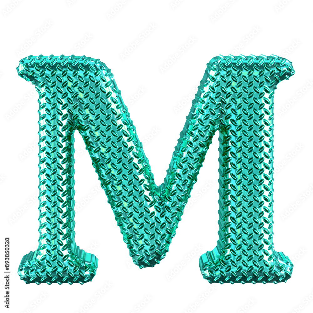 Turquoise ribbed symbol. letter m Turquoise ribbed symbol. letter m