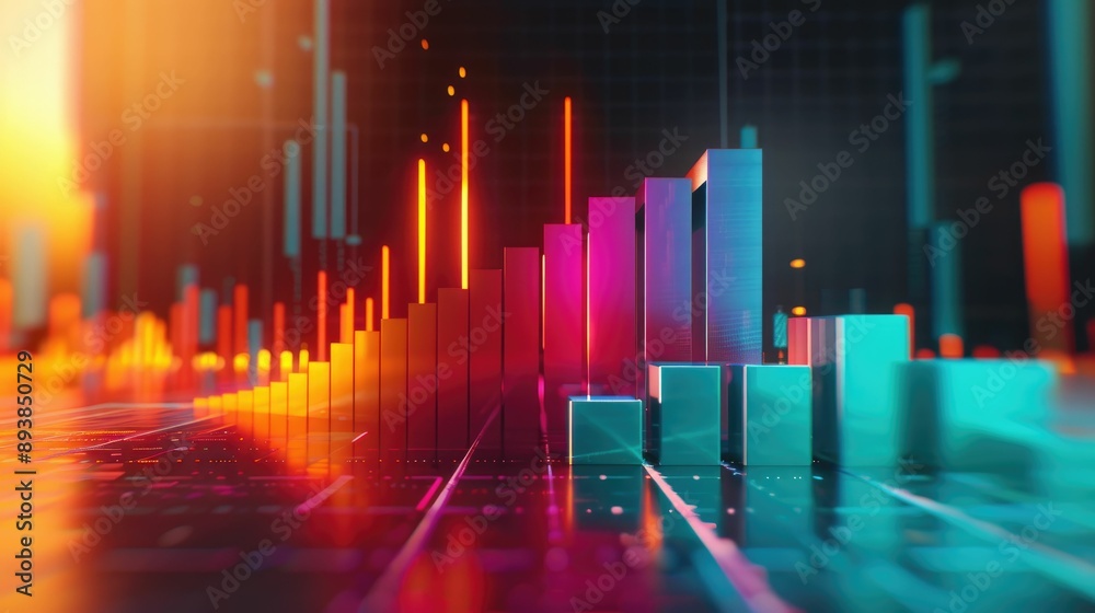 Economy graph with vibrant color gradients and a dynamic upward trend Economy graph with vibrant color gradients and a dynamic upward trend