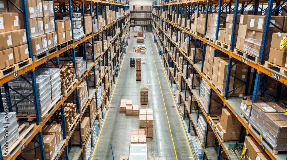 Efficient distribution center with overhead cranes Efficient distribution center with overhead cranes