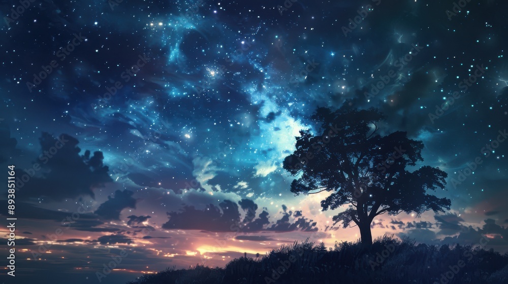 Fototapeta premium milky way scene snowscape generated-ai