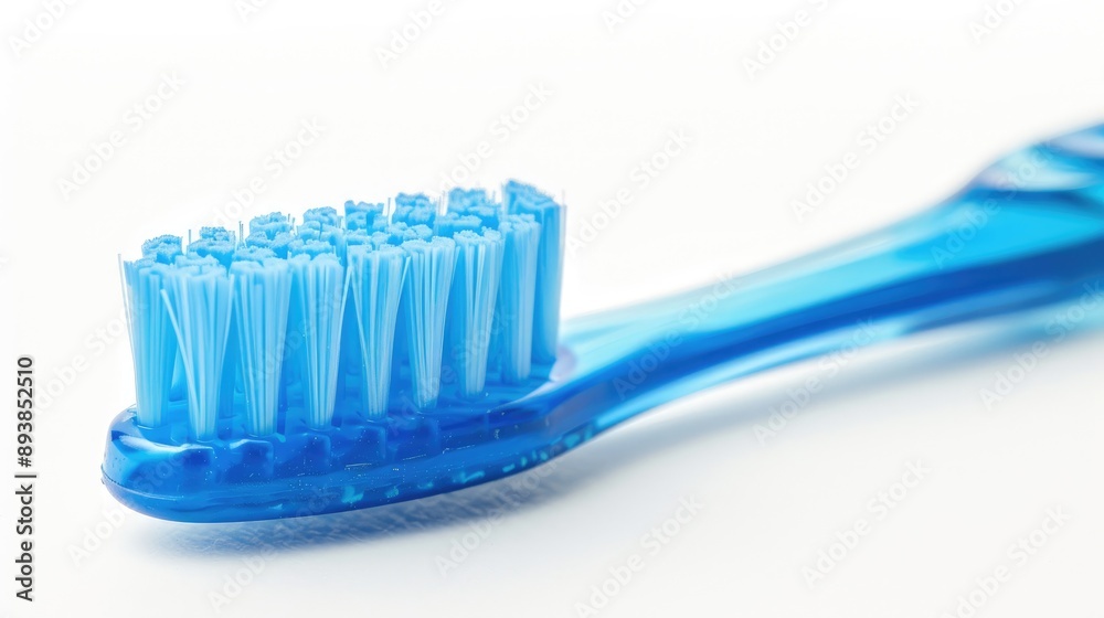 Blue toothbrush with soft bristles on white background Blue toothbrush with soft bristles on white background