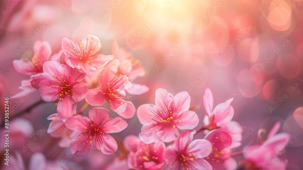 Delicate Pink Blossoms Bathed in Golden Light Delicate Pink Blossoms Bathed in Golden Light