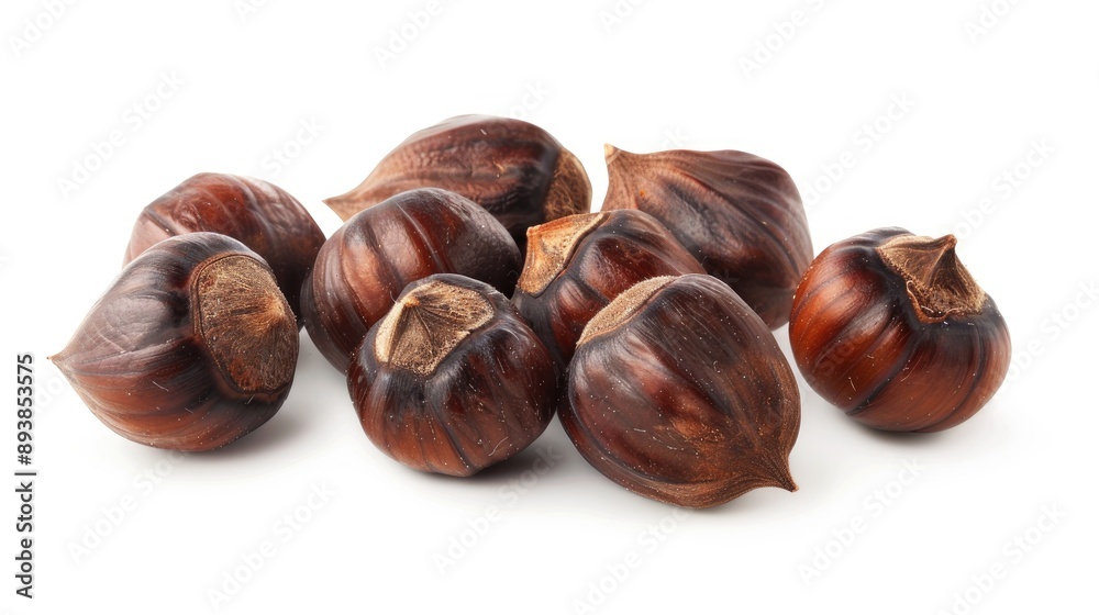 Roasted chestnuts on white background for Christmas Roasted chestnuts on white background for Christmas