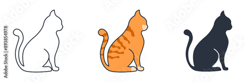 cat sitting side view icon symbol vector illustration isolated on white background