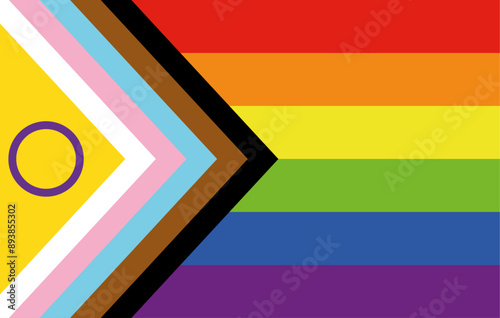 New intersex inclusive progress pride flag 2024. Vector format.