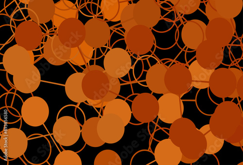 Dark Orange vector background with bubbles.