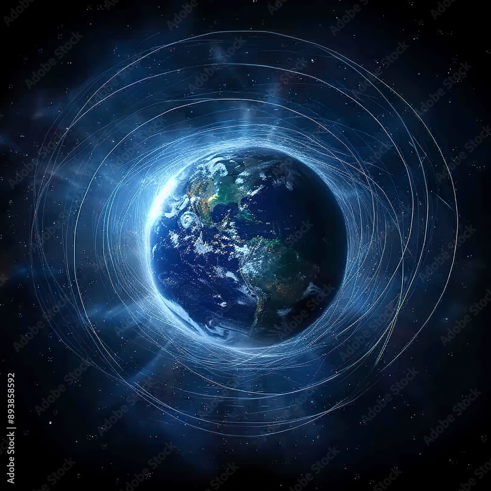 an image of planet earth and its electromagnetic field from the perspective of space Job, generative ai an image of planet earth and its electromagnetic field from the perspective of space Job, generative ai