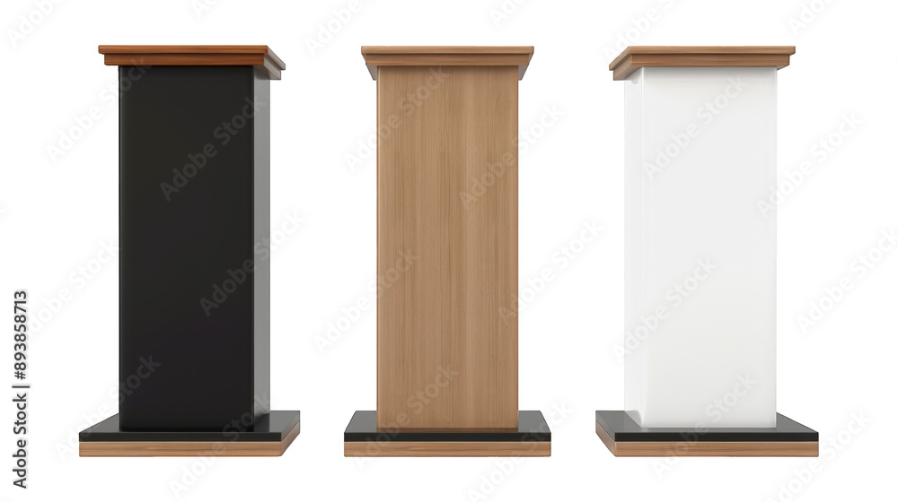 Collection Of Varieties Of Office Podiums Black White And Brown For Presentations And Marketing isolated on transparent background. Generative ai Collection Of Varieties Of Office Podiums Black White And Brown For Presentations And Marketing isolated on transparent background. Generative ai