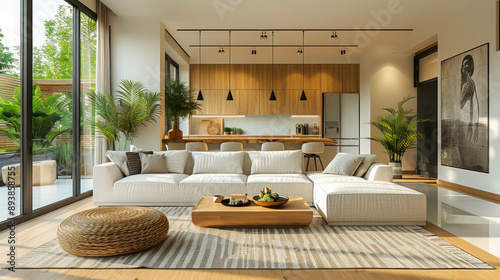 Modern Open-Concept Living Space with Elegant Decor and Natural Light