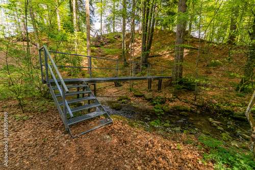 Leisurely hike in early summer at Rottachsee in the Allgau photo