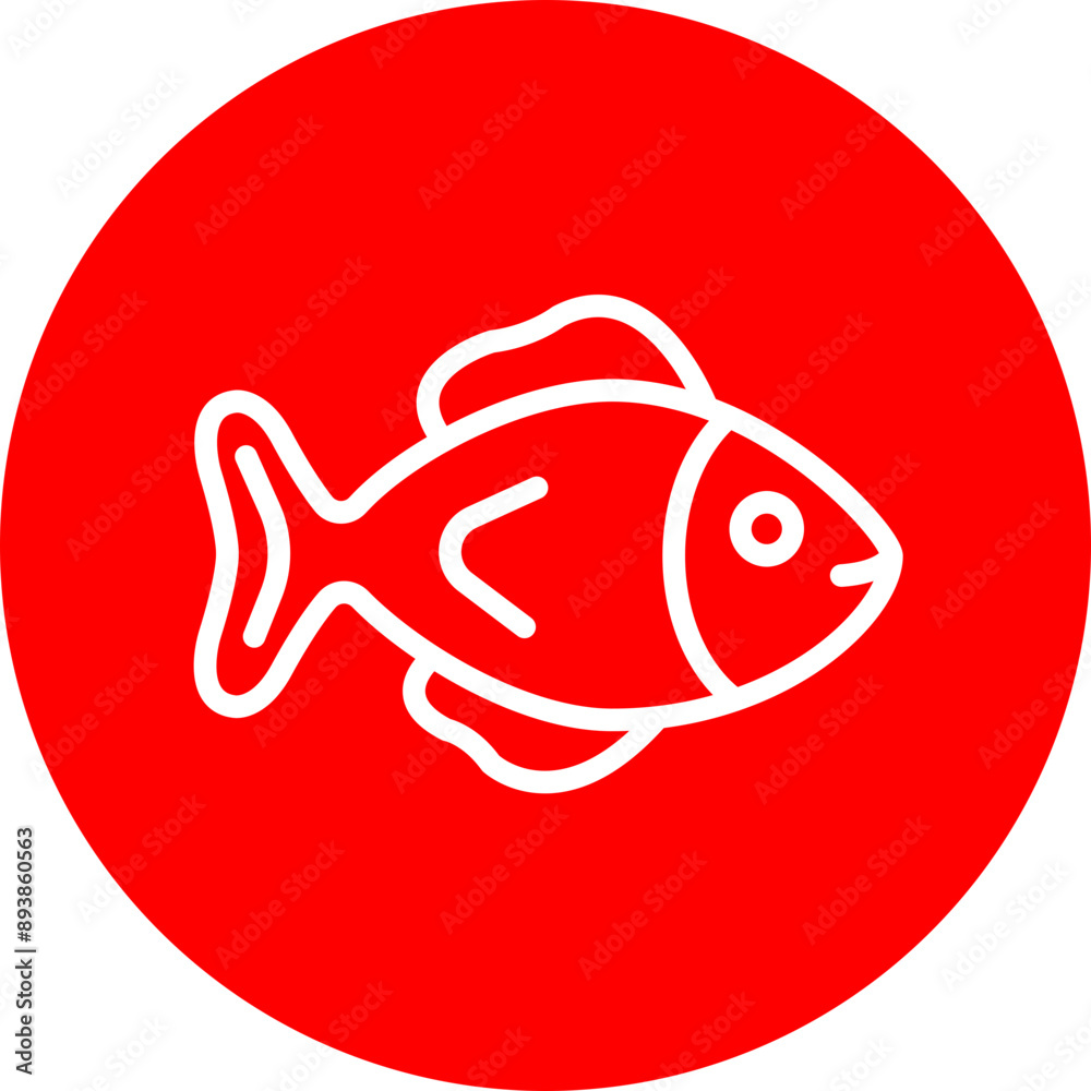 Fish Vector Line White Circle Red Fish Vector Line White Circle Red