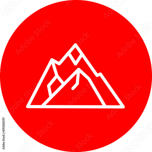 Mountains Vector Line White Circle Red