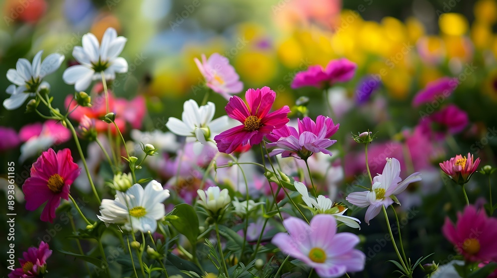 Fototapeta premium Colorful Cosmos Flowers Blooming in the Garden