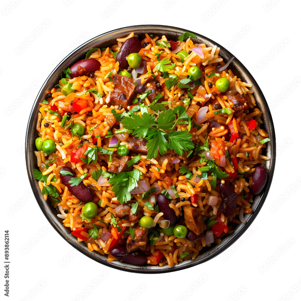 [Transparent Background PNG]Spicy rice dish with beans and vegetables