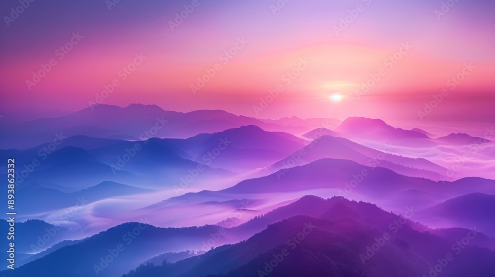 A scenic landscape of purple mountains against a vibrant sunset A scenic landscape of purple mountains against a vibrant sunset