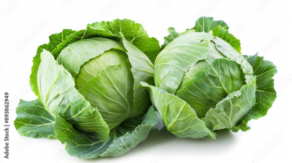 Green Cabbage Isolated on White Background. Fresh Vegetable for Healthy Vegetarian Salad Green Cabbage Isolated on White Background. Fresh Vegetable for Healthy Vegetarian Salad