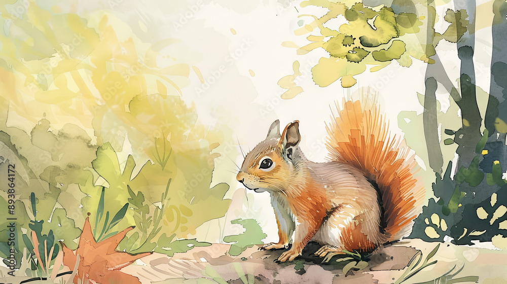 Illustrate animals demonstrating memory and learning, such as a squirrel remembering the location of hidden food caches, or a dog recognizing commands and signals. Illustrate animals demonstrating memory and learning, such as a squirrel remembering the location of hidden food caches, or a dog recognizing commands and signals.