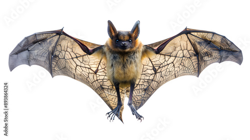 Halloween Bat with Outstretched Wings, Spooky and Mysterious Flying Creature, Iconic Halloween Symbol, png file, isolated on white