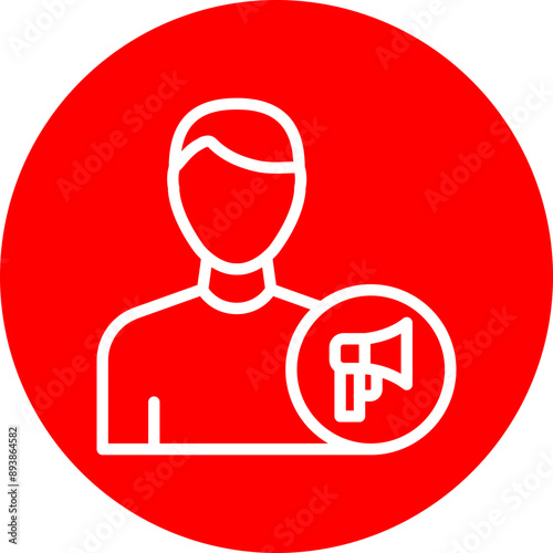 Influencer Vector Line White Circle Red