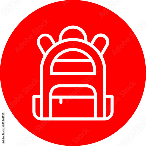 Bagpack Vector Line White Circle Red