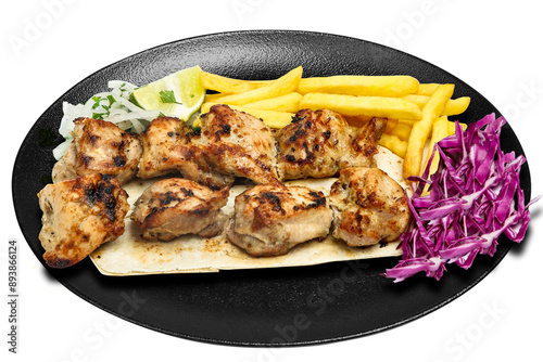 Kabab, Chicken Kabab, Chicken Kabab with Salad and potato Chips