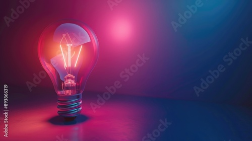 Glowing Light Bulb on Desk