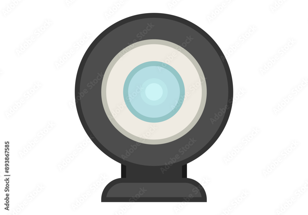 Videocámara o webcam negra en fondo blanco