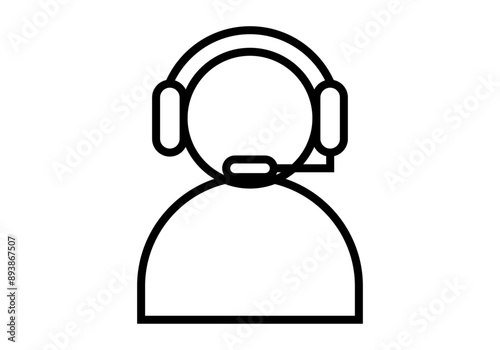 Icono negro de trabajador de atención al cliente o soporte técnico con micro