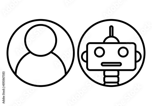 Icono negro de aplicación de usuario y robot