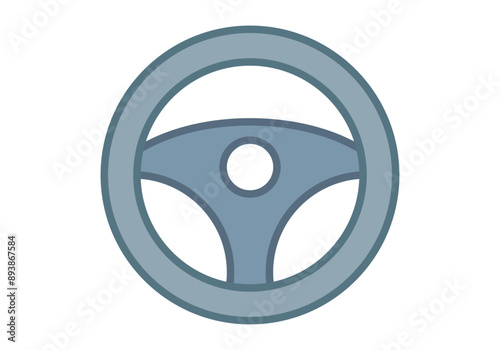 Volante de coche azul en fondo blanco