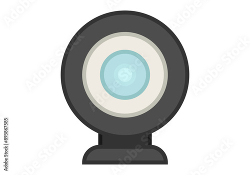 Videocámara o webcam negra en fondo blanco