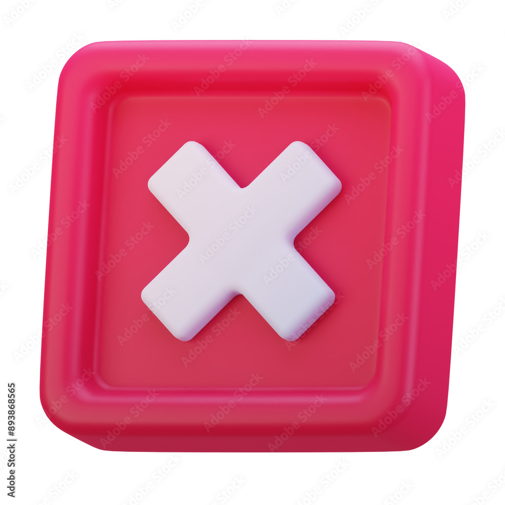 3D Render Illustration Red square icon cross mark 3D Render Illustration Red square icon cross mark