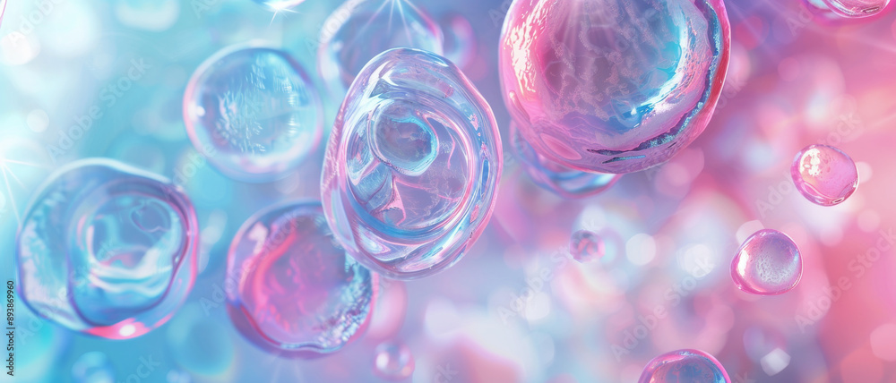 Abstract close-up of translucent, colorful bubbles in a soft-focused background, creating a dreamy and whimsical atmosphere. Abstract close-up of translucent, colorful bubbles in a soft-focused background, creating a dreamy and whimsical atmosphere.