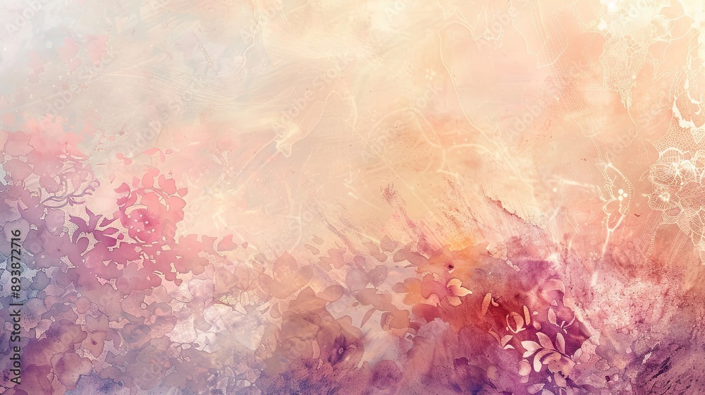 Fototapeta premium Soft background with watercolor hues delicate lace patterns and gentle light
